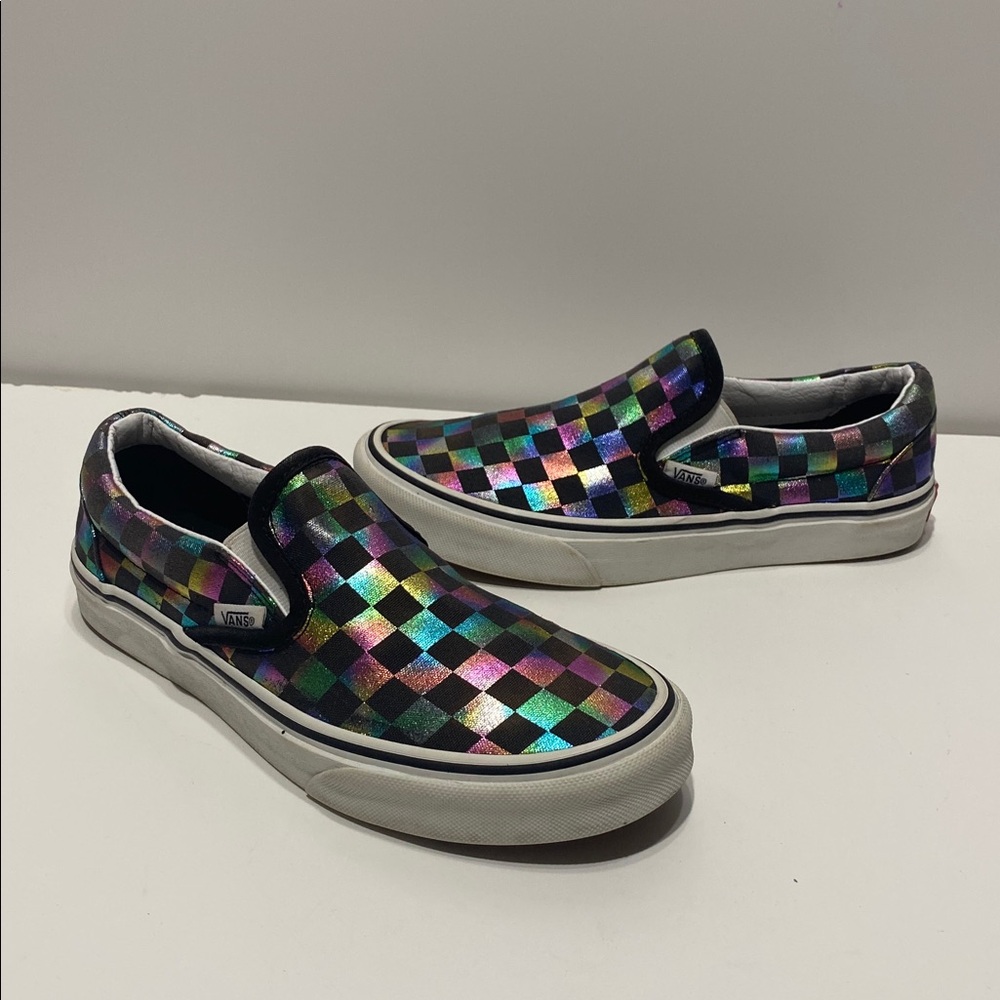 Vans Iridescent Checkboard Slip Ons